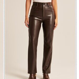 Abercrombie 90s straight ultra high rise vegan leather pants, size 31